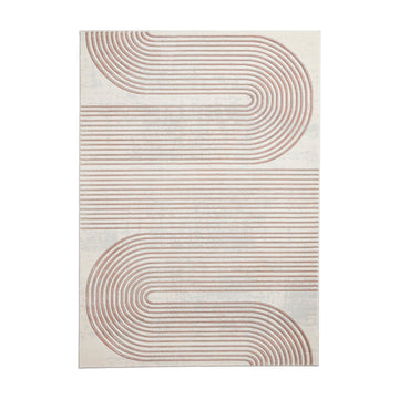 Apollo 2683 Modern Geometric Swirl Distressed Metallic Shimmer High-Density Textured Low Profile Short-Pile Cream/Grey/Rose Rug-Think Rugs-Rug Love - The Most Loved Rug Store